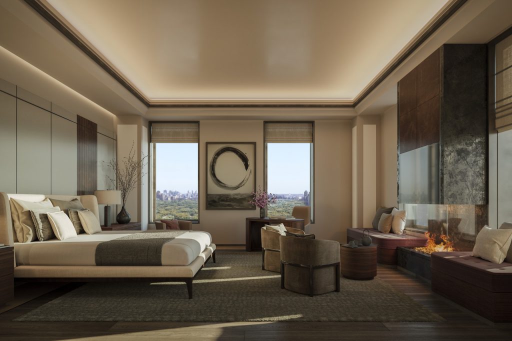 A rendering of a bedroom. Prices range from $4.65 million to $83.5 million. ILLUSTRATION: AMA